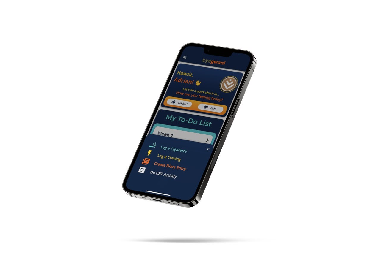 ByeGwaai smoking cessation mobile app on a phone